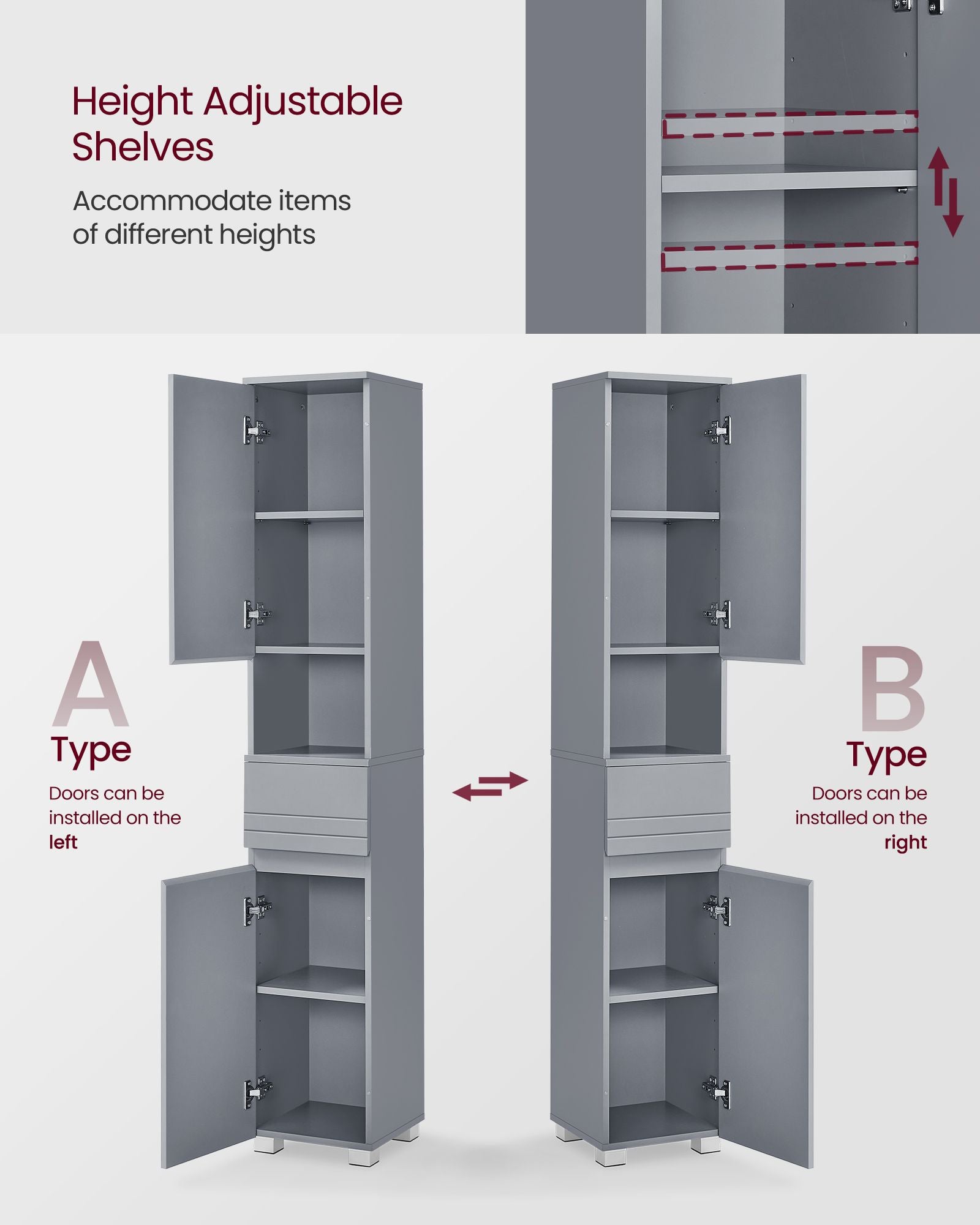 Slim Bathroom Storage Cabinet - HWLEXTRA 