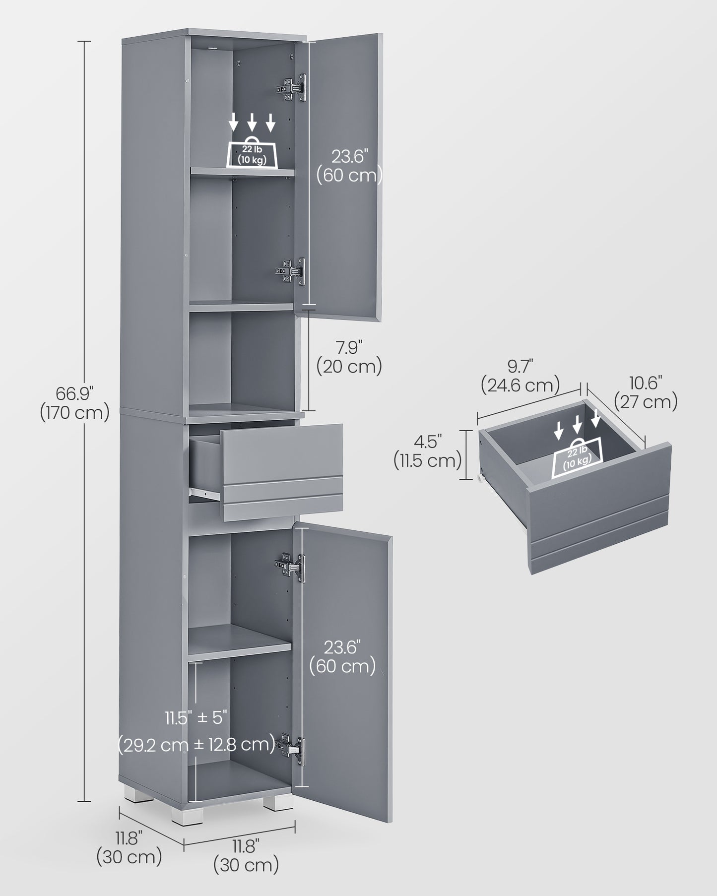 Slim Bathroom Storage Cabinet - HWLEXTRA 