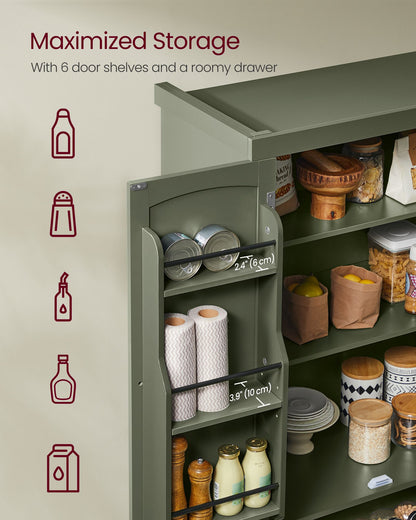 Pantry Cabinet, 15.7 x 30 x 71.7 Inches, Freestanding Tall Cupboard Storage Cabinet with a Drawer - HWLEXTRA 