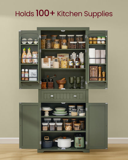 Pantry Cabinet, 15.7 x 30 x 71.7 Inches, Freestanding Tall Cupboard Storage Cabinet with a Drawer - HWLEXTRA 