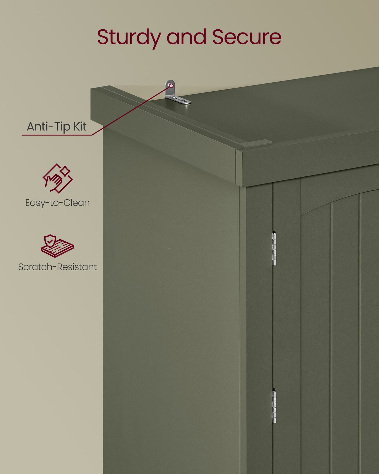 Pantry Cabinet, 15.7 x 30 x 71.7 Inches, Freestanding Tall Cupboard Storage Cabinet with a Drawer - HWLEXTRA 