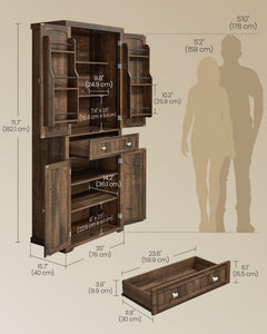 Pantry Cabinet, 15.7 x 30 x 71.7 Inches, Freestanding Tall Cupboard Storage Cabinet with a Drawer - HWLEXTRA 