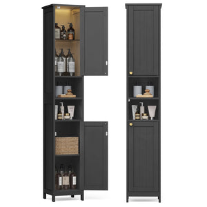 Tall Storage Cabinet with Lights Matte Black - image 9