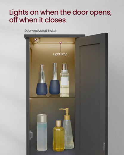 Tall Storage Cabinet with Lights Matte Black - image 3