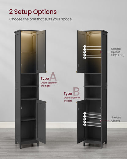 Tall Storage Cabinet with Lights Matte Black - image 5