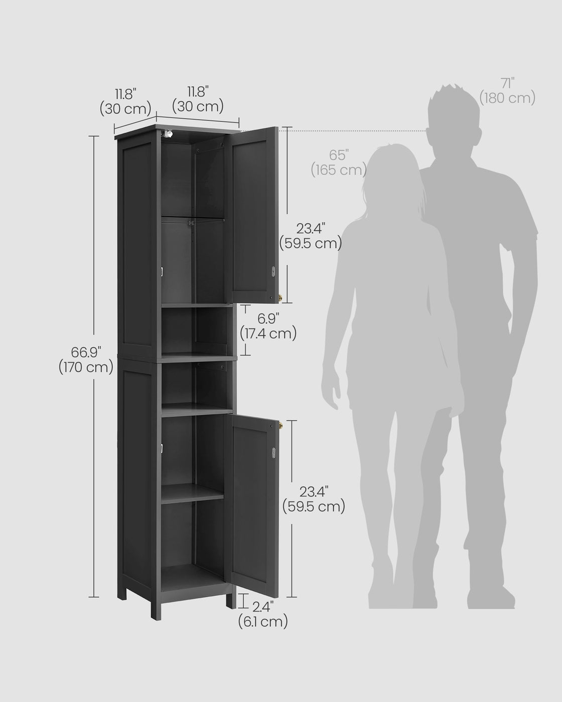 Tall Storage Cabinet with Lights Matte Black - image 8