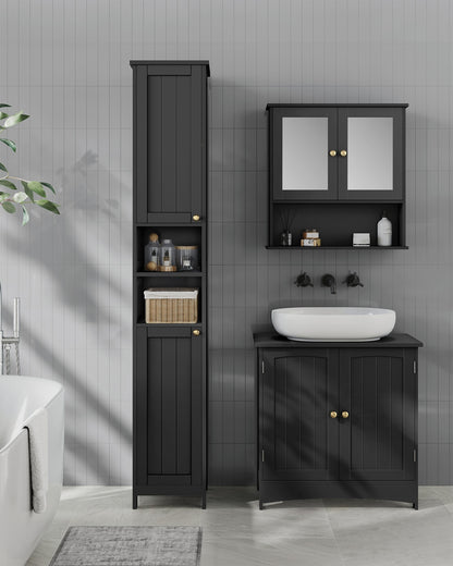 Tall Storage Cabinet with Lights Matte Black - image 7