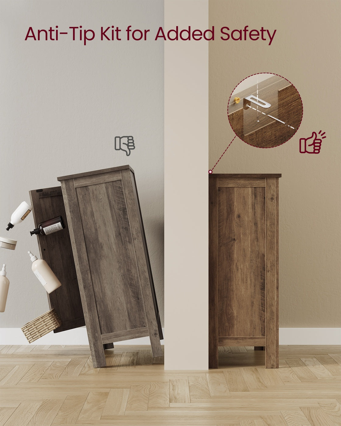 Farmhouse Bathroom Floor Cabinet with 4 Drawers - image 5