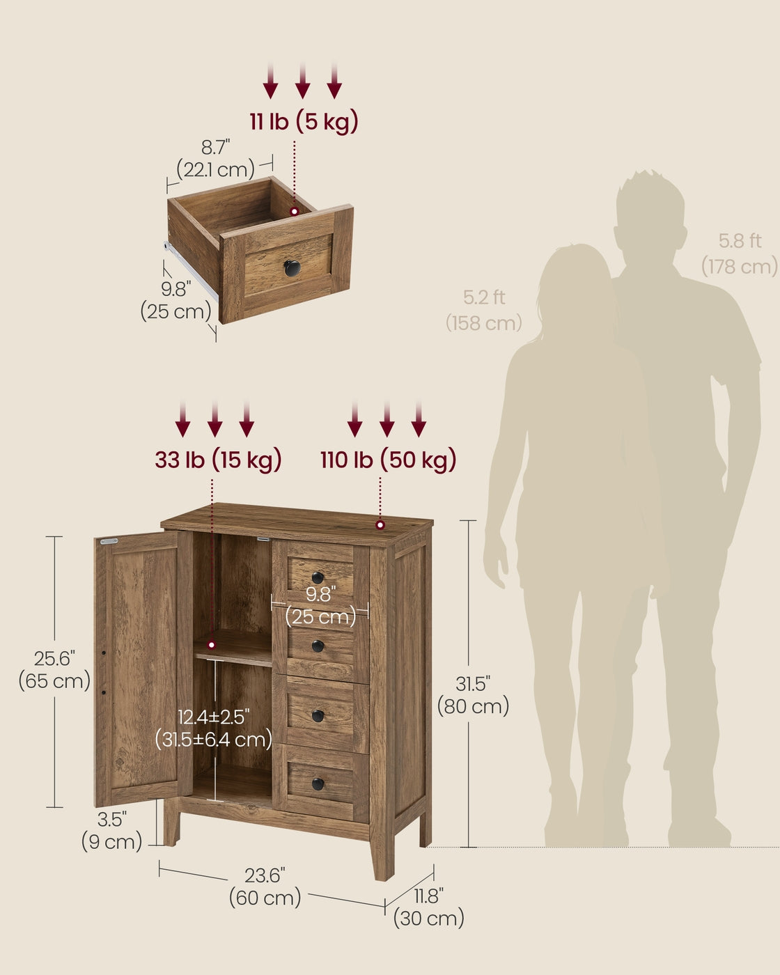Farmhouse Bathroom Floor Cabinet with 4 Drawers - image 6