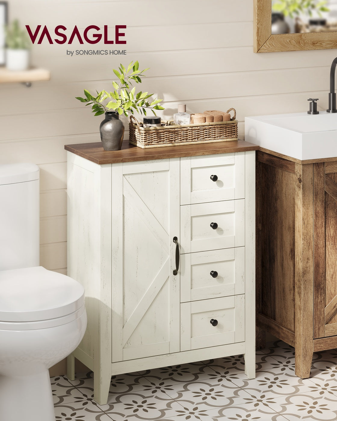 Farmhouse Bathroom Floor Cabinet with 4 Drawers - image 8
