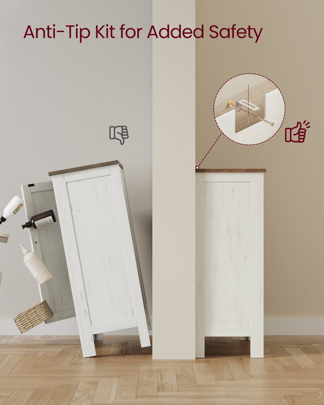 Farmhouse Bathroom Floor Cabinet with 4 Drawers - image 11