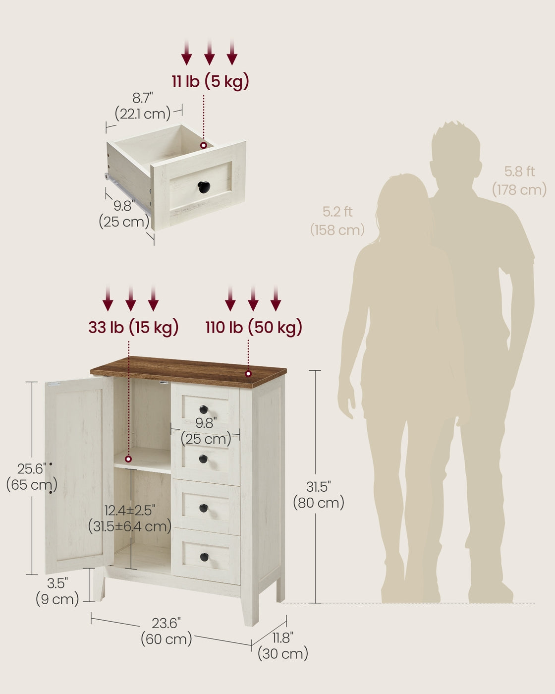 Farmhouse Bathroom Floor Cabinet with 4 Drawers - image 12