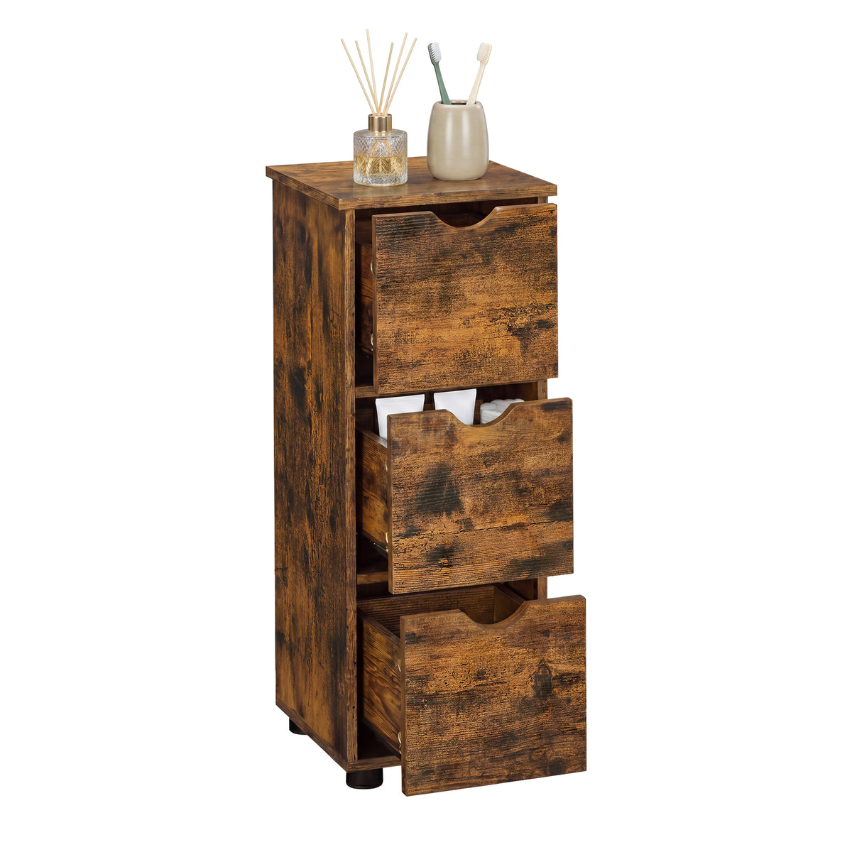 Bathroom Storage Cabinet, Storage Tower with 3 Drawers, Space-Saving for Living Room, Bedroom, Kitchen
