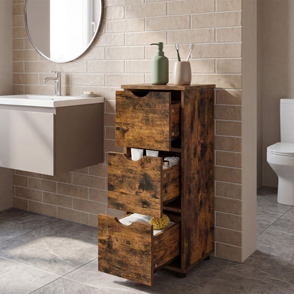 Bathroom Storage Cabinet, Storage Tower with 3 Drawers, Space-Saving for Living Room, Bedroom, Kitchen