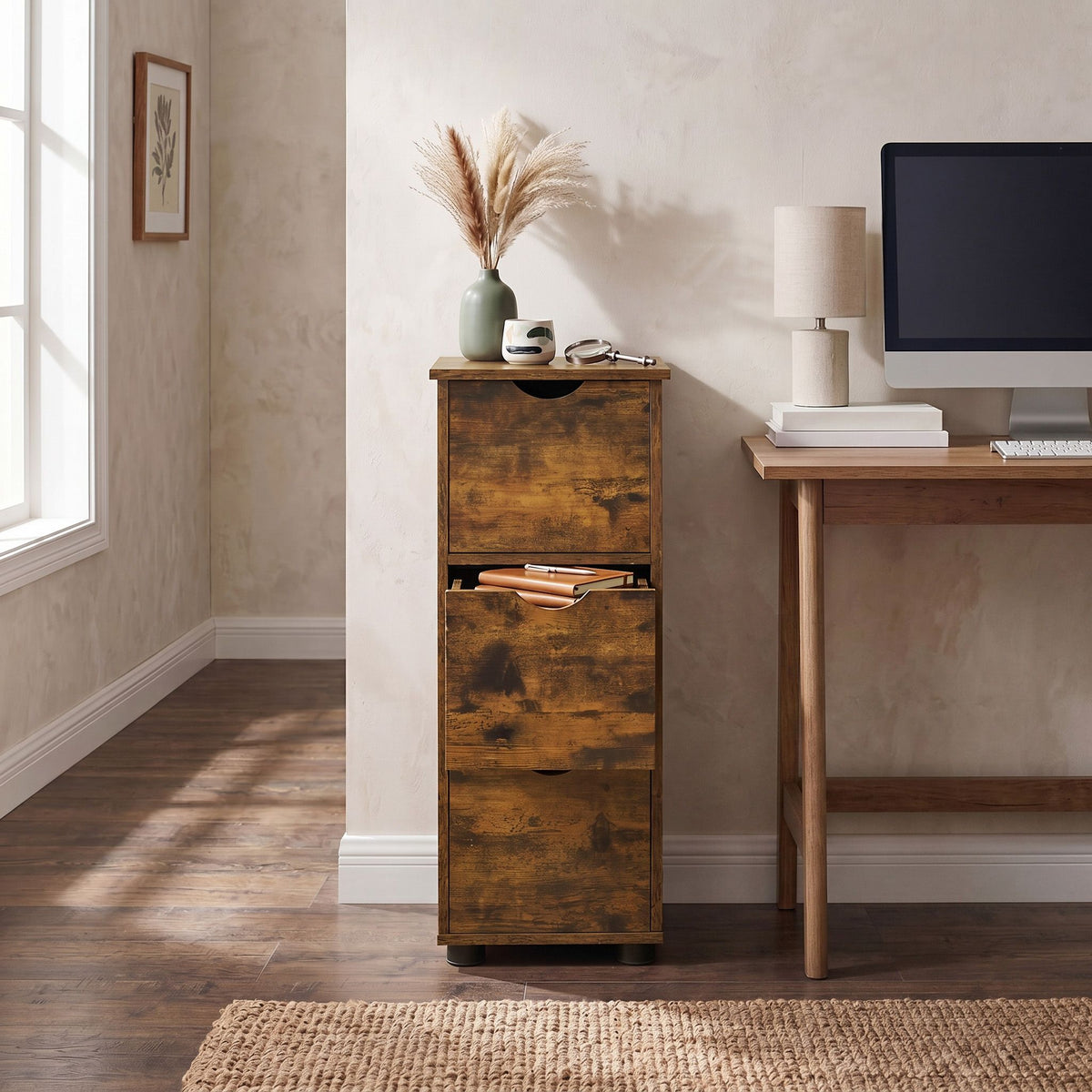 Bathroom Storage Cabinet, Storage Tower with 3 Drawers, Space-Saving for Living Room, Bedroom, Kitchen