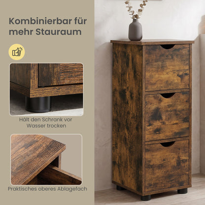 Bathroom Storage Cabinet, Storage Tower with 3 Drawers, Space-Saving for Living Room, Bedroom, Kitchen