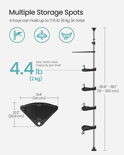 Corner Shower Caddy Tension Pole, 35.8 to 118.1 Inches