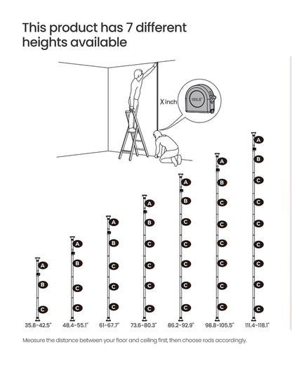 Corner Shower Caddy Tension Pole, 35.8 to 118.1 Inches
