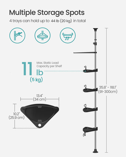 Corner Shower Caddy Tension Pole, 35.8 to 118.1 Inches