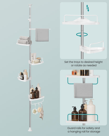 Corner Shower Caddy Tension Pole, 35.8 to 118.1 Inches