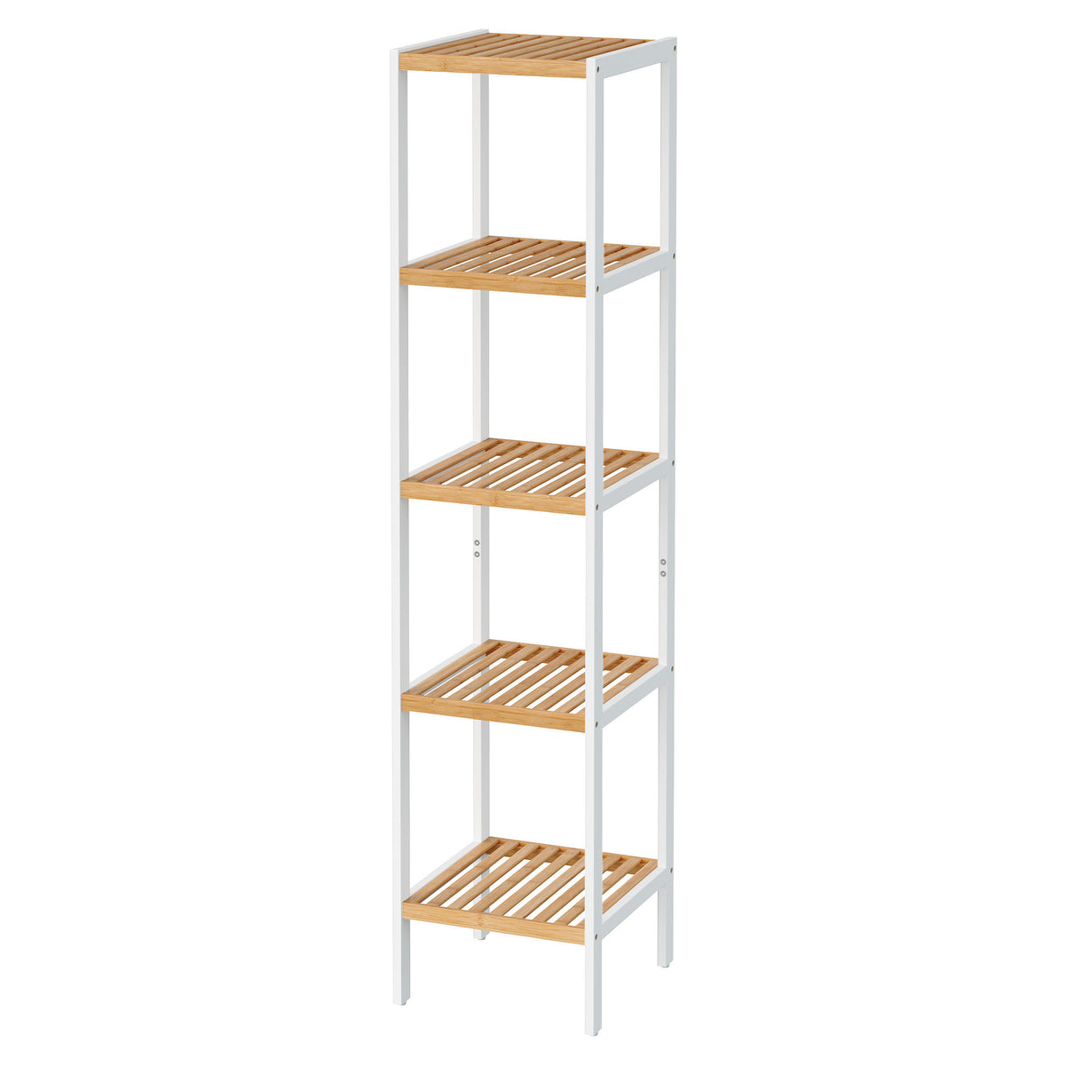 Bamboo Bathroom Shelf, 5-Tier Freestanding Narrow Shelf Unit, Multifunctional Storage Shelf - image 1