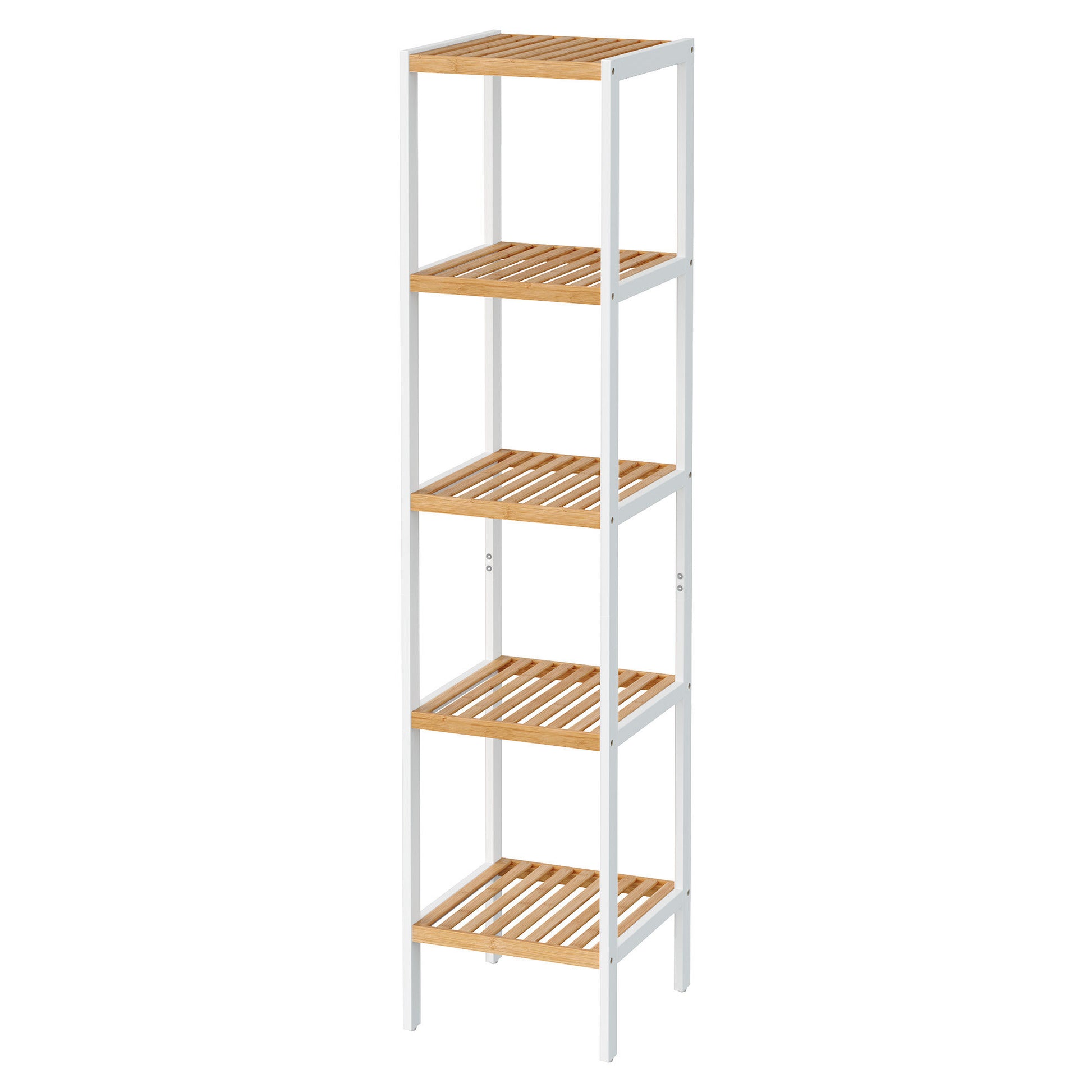 Bamboo Bathroom Shelf, 5-Tier Freestanding Narrow Shelf Unit, Multifunctional Storage Shelf - image 1