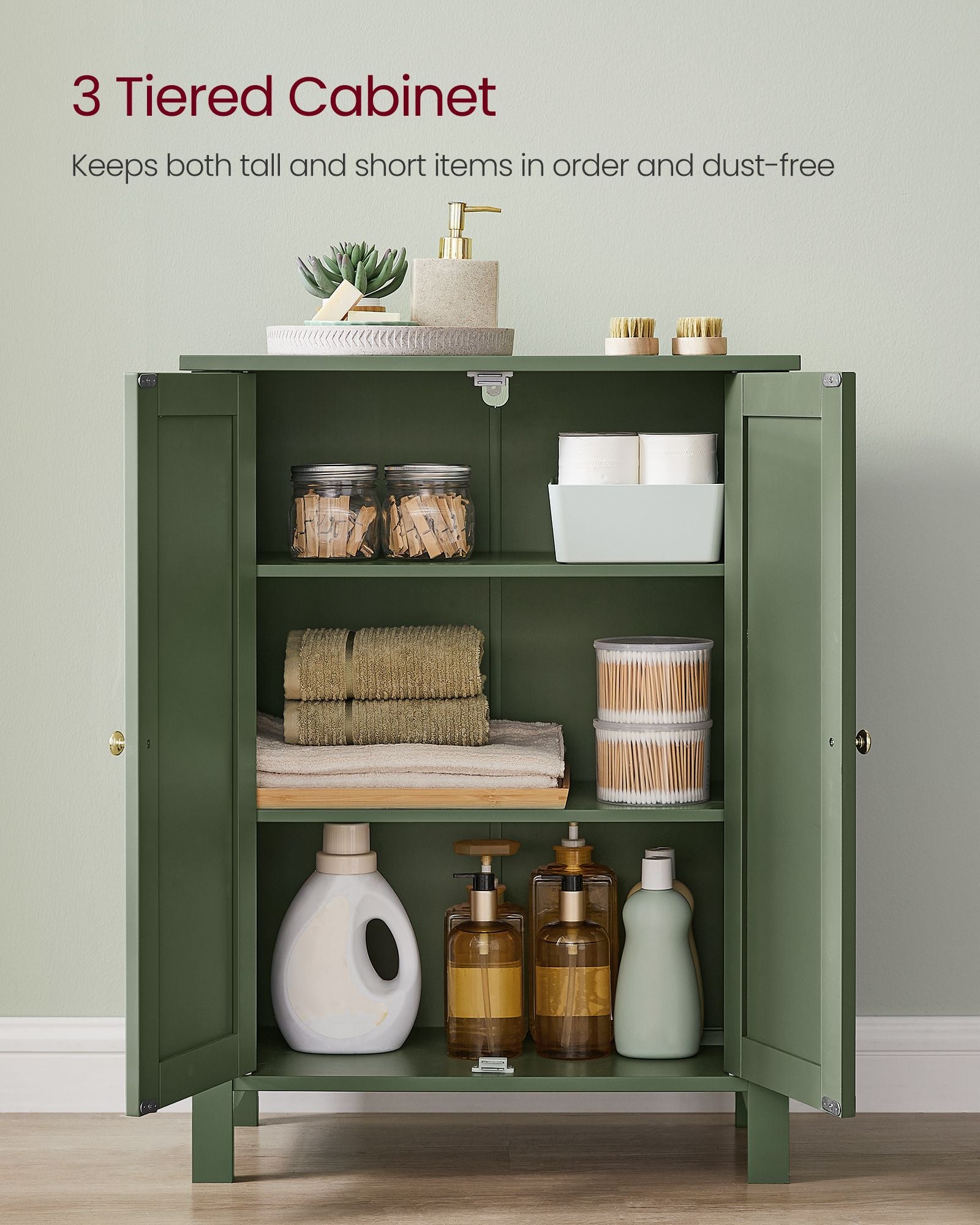 Bathroom Storage Unit with 2 Adjustable Shelves - HWLEXTRA 