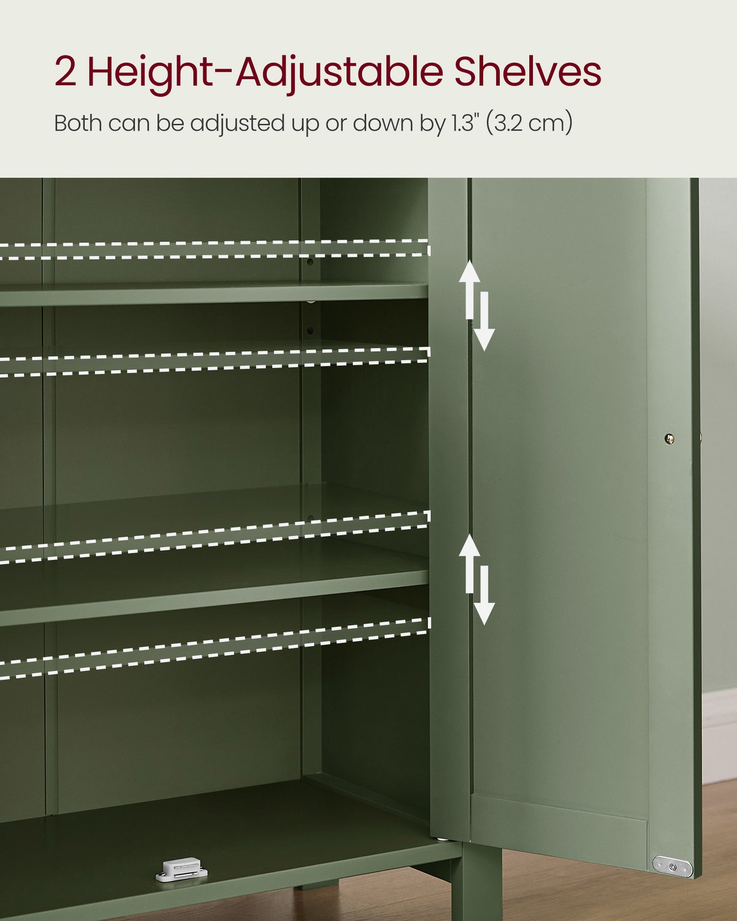 Bathroom Storage Unit with 2 Adjustable Shelves - HWLEXTRA 