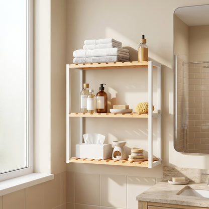 Bamboo Shelving Unit, Bamboo Bathroom Shelf, Wall-Mounted or Free Standing - image 4