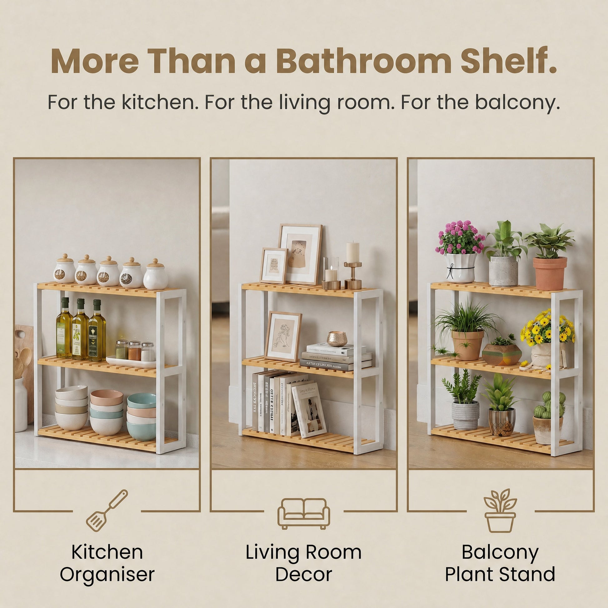 Bamboo Shelving Unit, Bamboo Bathroom Shelf, Wall-Mounted or Free Standing - image 6