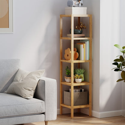 Bamboo bathroom shelf for narrow multifunctional home storage - image 2