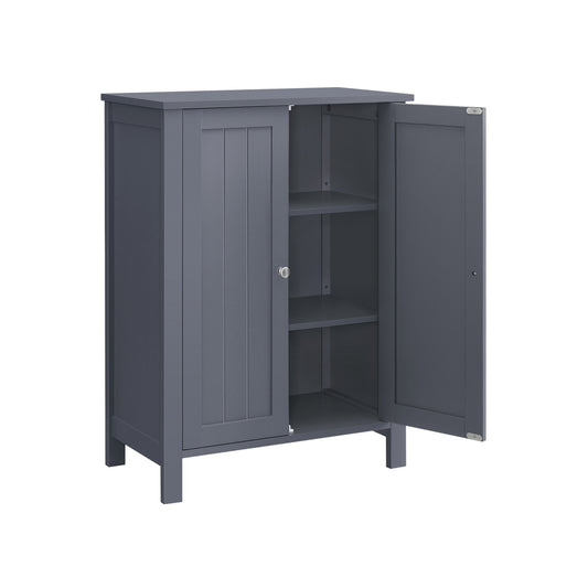 Bathroom Furniture Storage Cabine 2 Adjustable Shelves 30 x 60 x 80 cm Grey - image 1