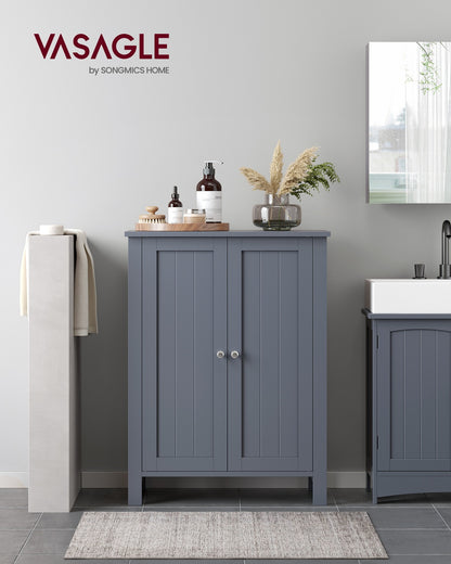 Bathroom Furniture Storage Cabine 2 Adjustable Shelves 30 x 60 x 80 cm Grey - image 2