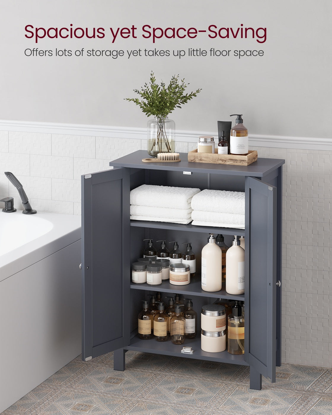 Bathroom Furniture Storage Cabine 2 Adjustable Shelves 30 x 60 x 80 cm Grey - image 3