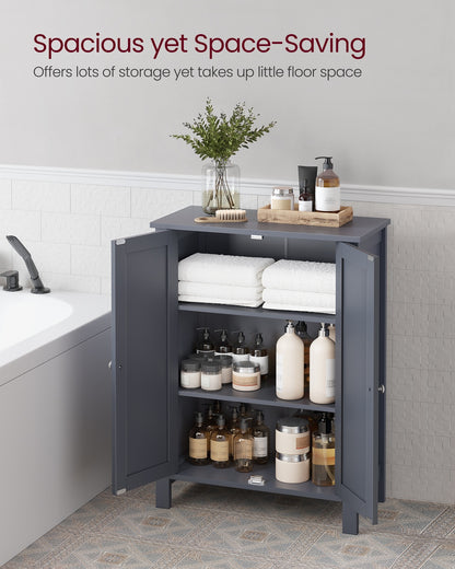 Bathroom Furniture Storage Cabine 2 Adjustable Shelves 30 x 60 x 80 cm Grey - image 3