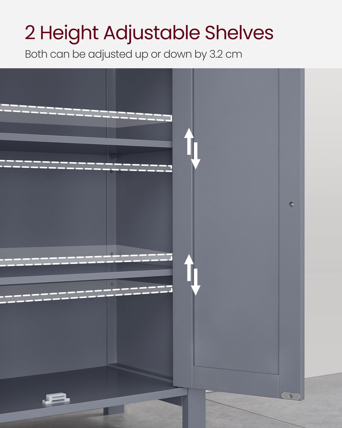 Bathroom Furniture Storage Cabine 2 Adjustable Shelves 30 x 60 x 80 cm Grey - image 4