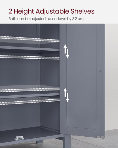 Bathroom Furniture Storage Cabine 2 Adjustable Shelves 30 x 60 x 80 cm Grey - image 4