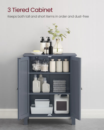Bathroom Furniture Storage Cabine 2 Adjustable Shelves 30 x 60 x 80 cm Grey - image 5