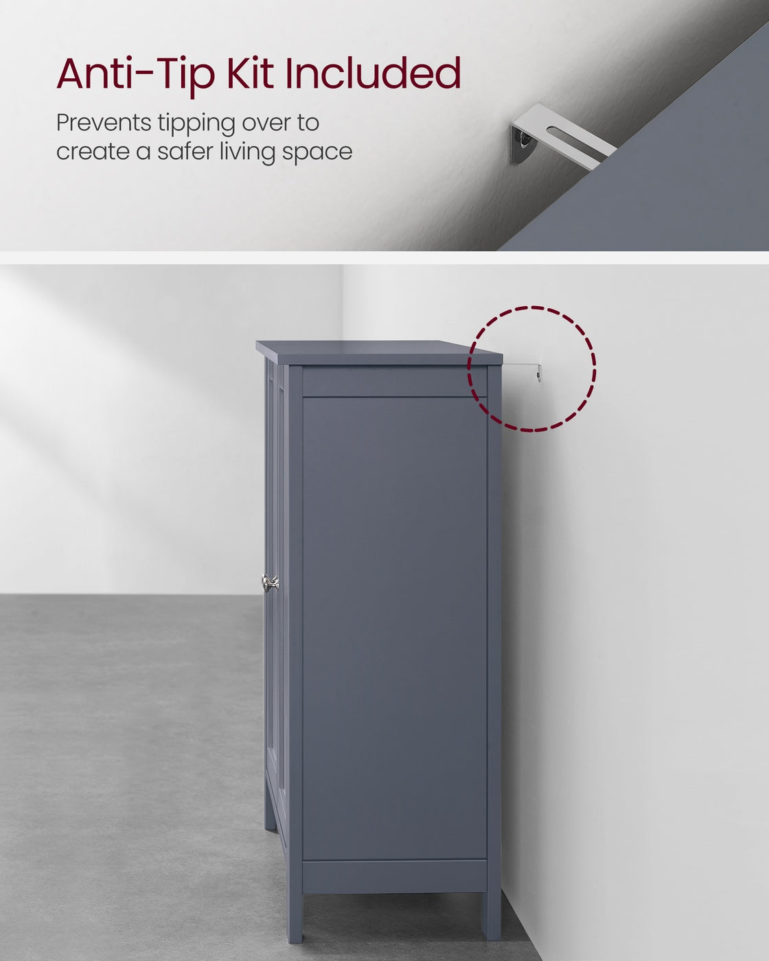 Bathroom Furniture Storage Cabine 2 Adjustable Shelves 30 x 60 x 80 cm Grey - image 7