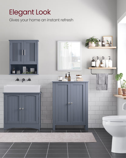 Bathroom Furniture Storage Cabine 2 Adjustable Shelves 30 x 60 x 80 cm Grey - image 8