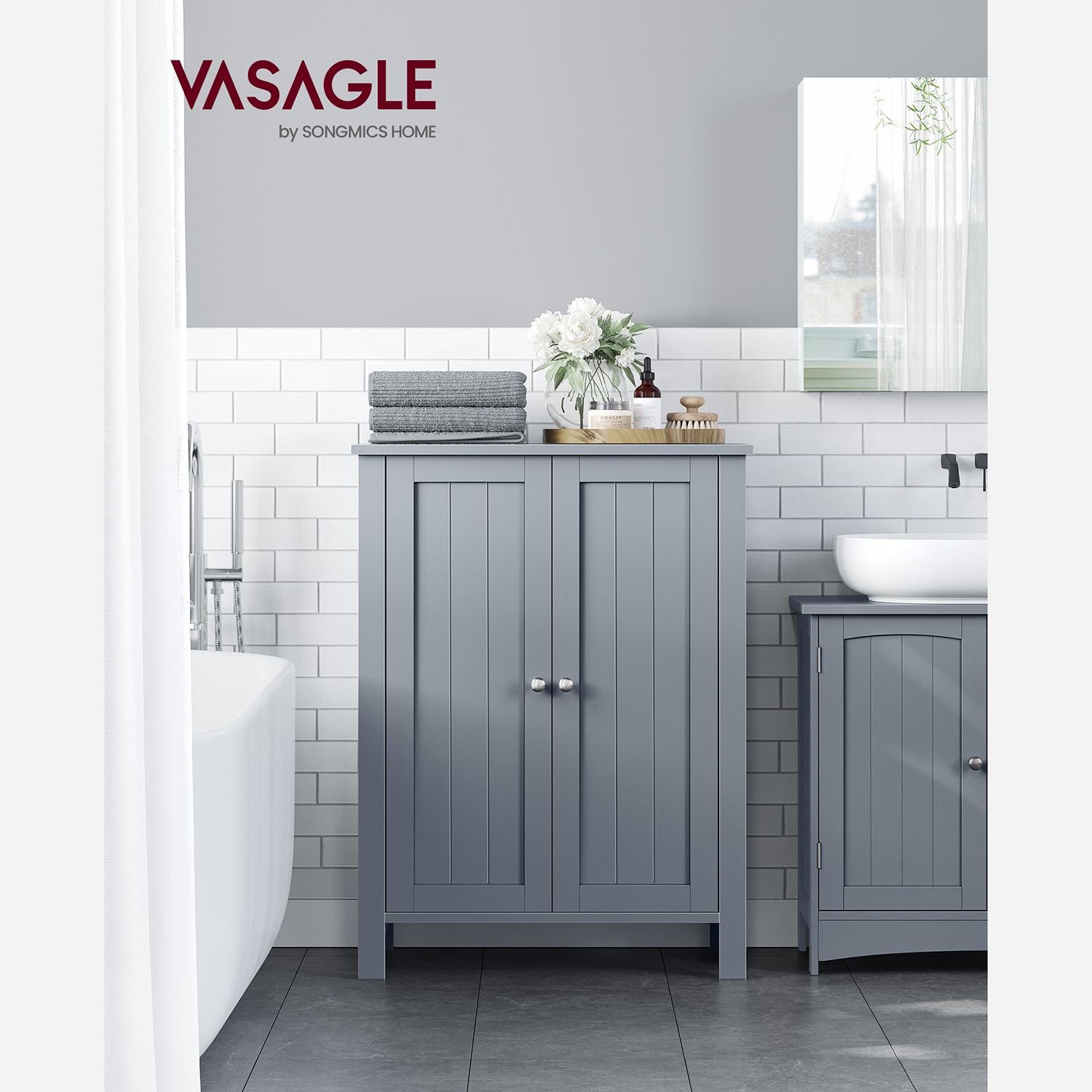 Bathroom Storage Unit with 2 Adjustable Shelves - HWLEXTRA 