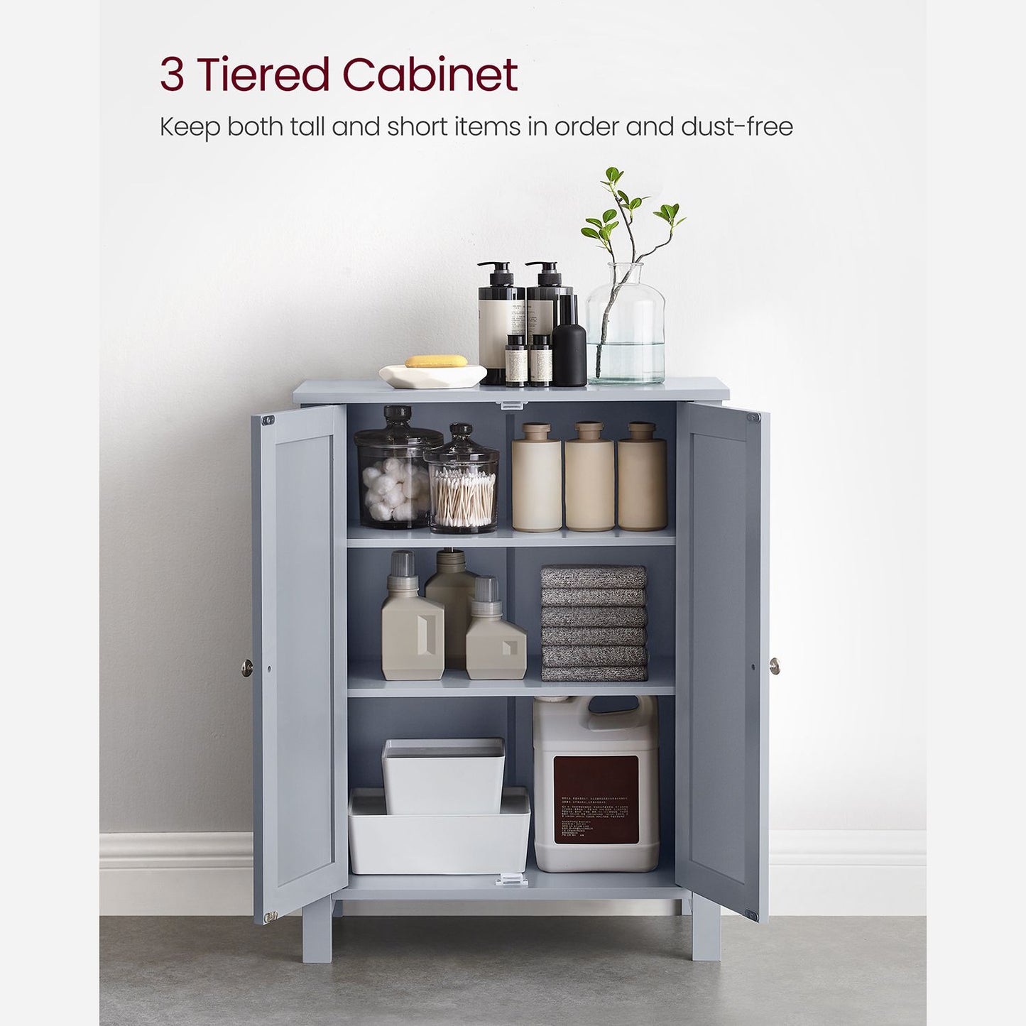 Bathroom Storage Unit with 2 Adjustable Shelves - HWLEXTRA 