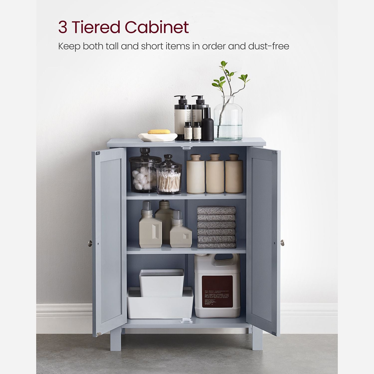 Bathroom Storage Unit with 2 Adjustable Shelves - HWLEXTRA 