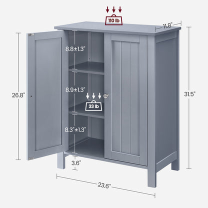 Bathroom Storage Unit with 2 Adjustable Shelves - HWLEXTRA 