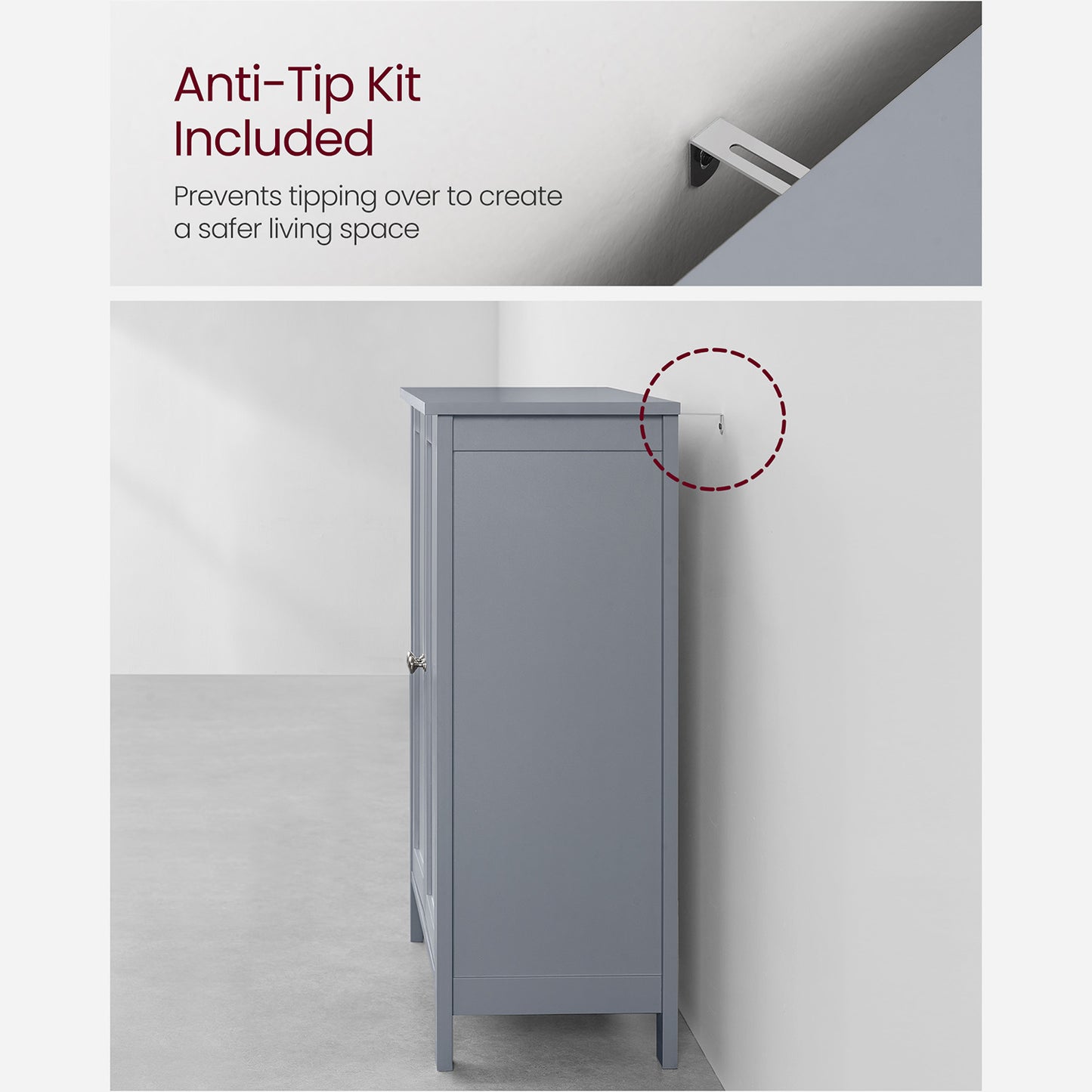 Bathroom Storage Unit with 2 Adjustable Shelves - HWLEXTRA 