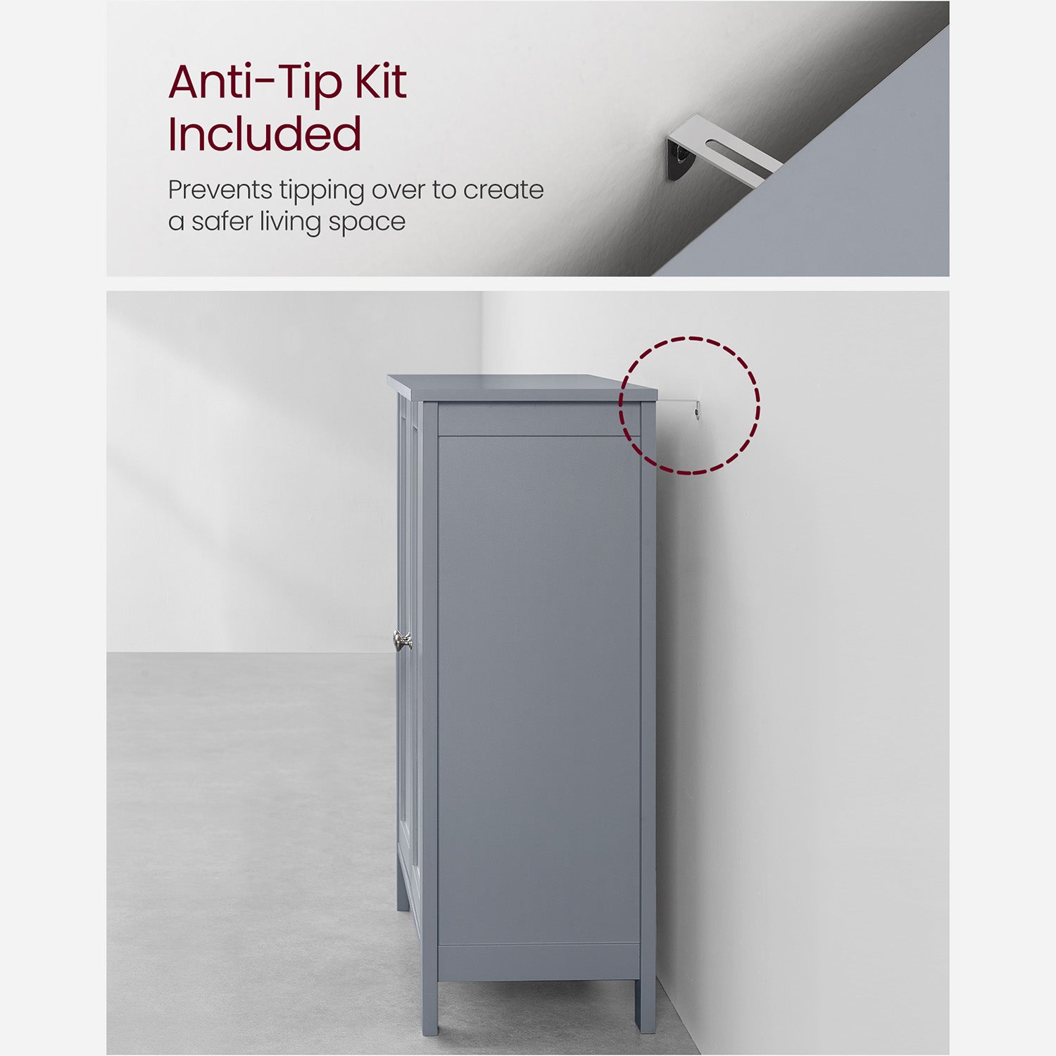 Bathroom Storage Unit with 2 Adjustable Shelves - HWLEXTRA 