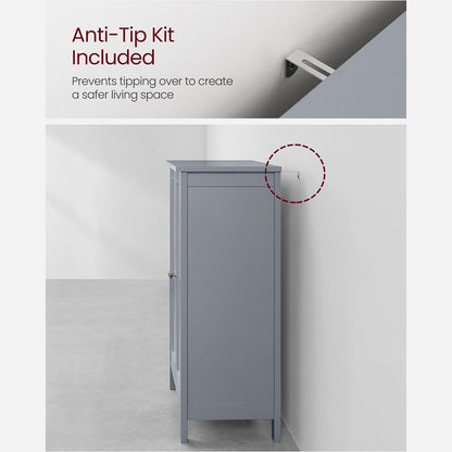 Bathroom Storage Unit with 2 Adjustable Shelves - HWLEXTRA 