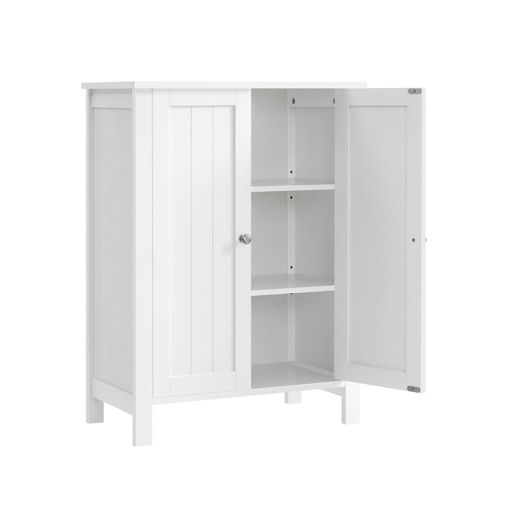 Bathroom Floor Storage Cabinet with Double Door Adjustable Shelf, 24”L x 12”W x 31.5”H White