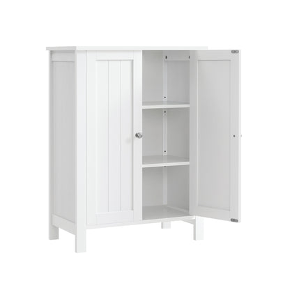 Bathroom Floor Storage Cabinet with Double Door Adjustable Shelf, 24”L x 12”W x 31.5”H White