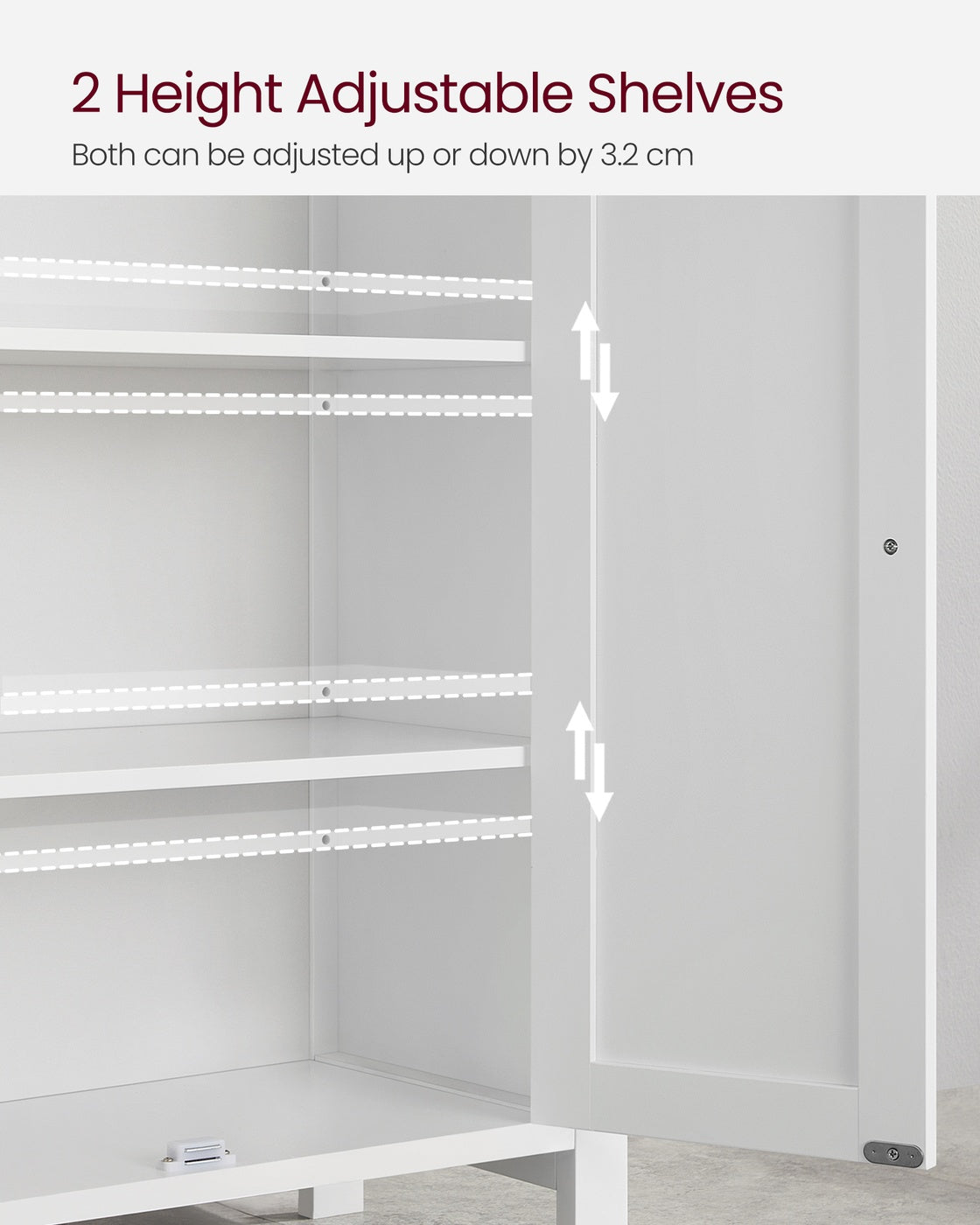 Bathroom Floor Storage Cabinet with Double Door Adjustable Shelf, 24”L x 12”W x 31.5”H White